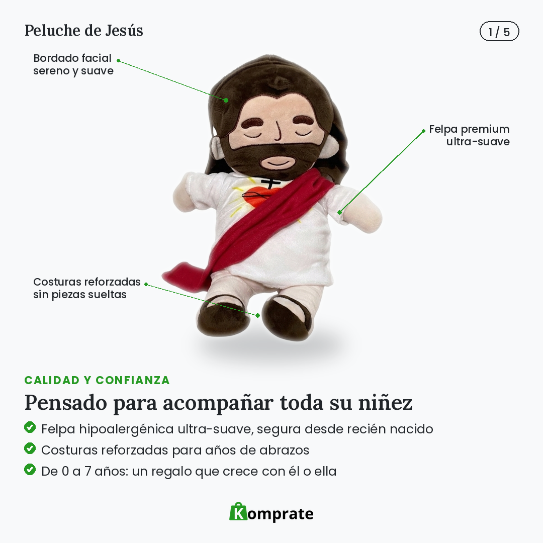 Peluche de Jesús que respira, canta y calma